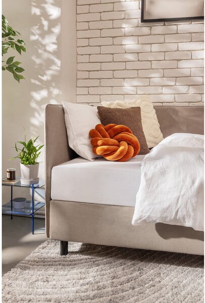 Pat taupe tapițat cu spațiu de depozitare cu saltea 90x200 cm Avela – Bonami Selection