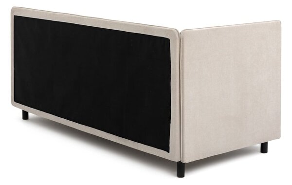 Pat bej tapițat cu spațiu de depozitare cu saltea 90x200 cm Avela – Bonami Selection