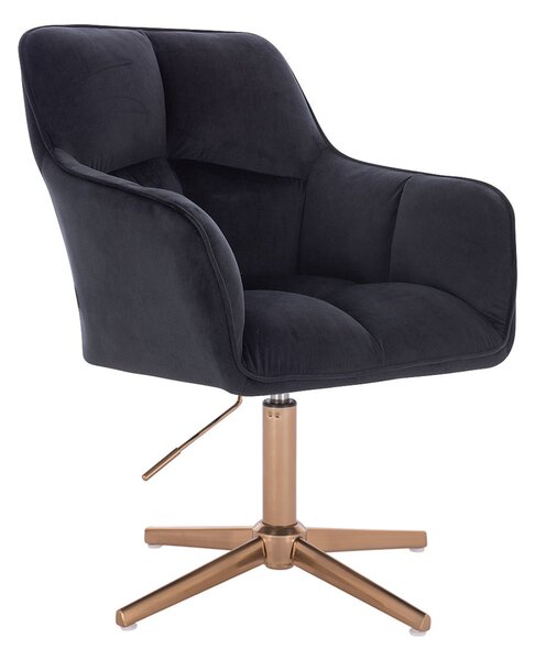 HR550CROSS Scaun Negru Catifea cu Bază Aurie