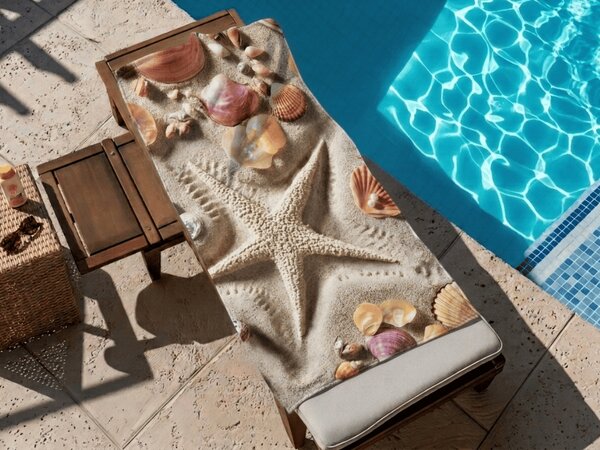 Prosop de plaja cu uscare rapida OCEAN SAND colorat 70 x 140 cm, 100% microfibra