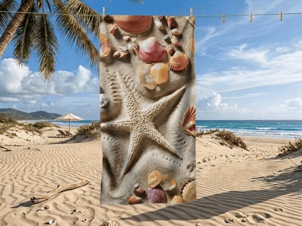 Prosop de plaja cu uscare rapida OCEAN SAND colorat 70 x 140 cm, 100% microfibra