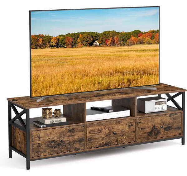 Suport TV cu 3 sertare și rafturi de depozitare, 147 x 50 x 40 cm, rustic
