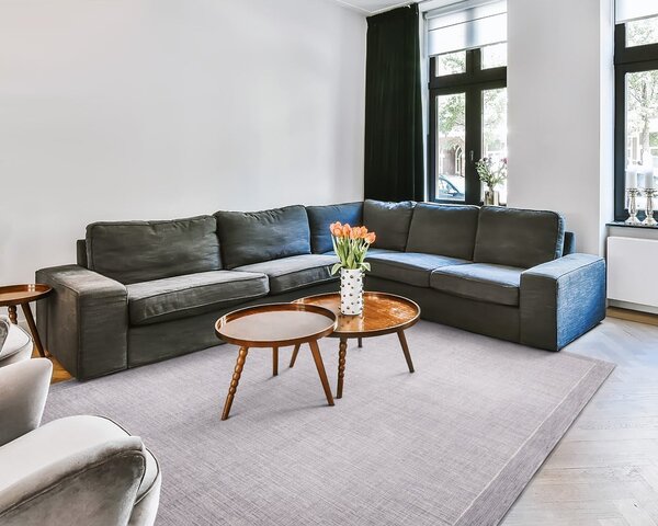 Covor gri din lână 133x180 cm Linea – Agnella