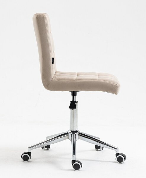 HR7009K Scaun Catifea Latte cu Bază Cromata