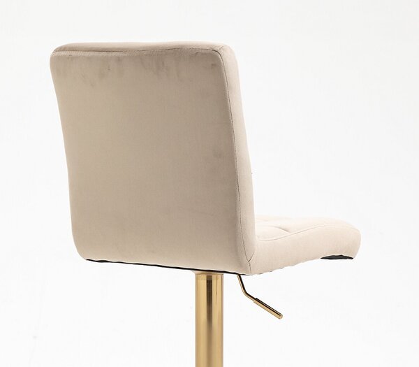 HR7009W Scaun Catifea Latte cu Bază Aurie