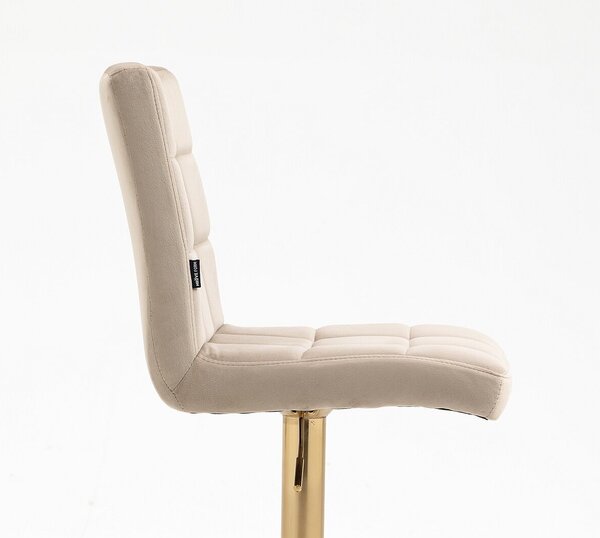 HR7009W Scaun Catifea Latte cu Bază Aurie