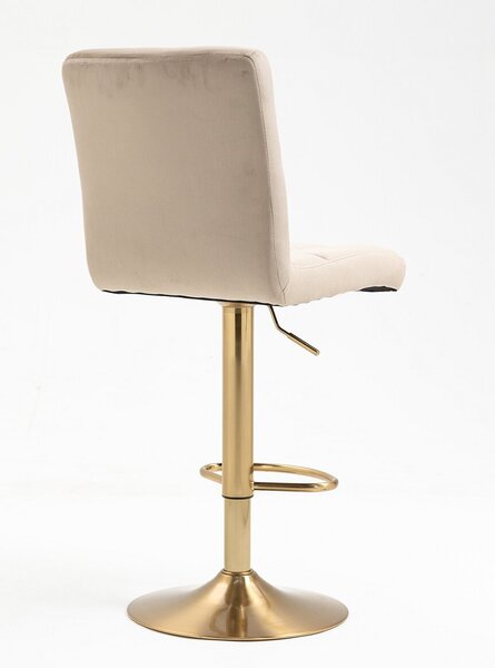 HR7009W Scaun Catifea Latte cu Bază Aurie