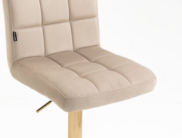 HR7009W Scaun Catifea Latte cu Bază Aurie