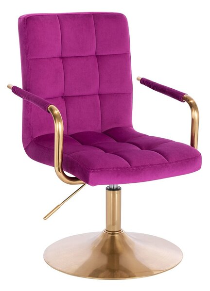 HC1015NP Scaun Fucsia Catifea cu Bază Aurie