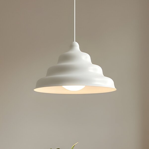 ALDEX Lampă suspendată Fala, albă, Ø 23 cm, sticlă, reglabil, Alb, Camera de zi / sufragerie, Metal, Design