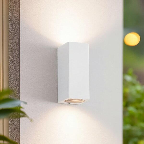 Lucande Lampă de perete pentru exterior Xava, lumină orientată în sus/jos,, reglabil, Alb, Aluminiu, Modern, Priză de perete sus / jos