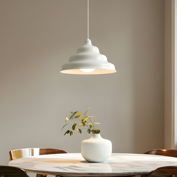 ALDEX Lampă suspendată Fala, albă, Ø 23 cm, sticlă, reglabil, Alb, Camera de zi / sufragerie, Metal, Design