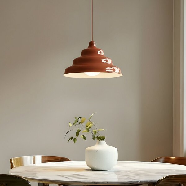 ALDEX Lampă suspendată Fala, roșie, Ø 23 cm, sticlă, reglabil, Roșu, Camera de zi / sufragerie, Metal, Design