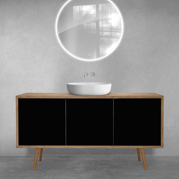 Oltens Hedvig dulap 140x45x49.7 cm sub chiuveta pe perete negru-stejar 60205360