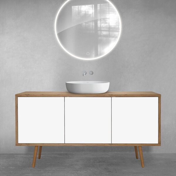 Oltens Hedvig dulap 140x45x49.7 cm sub chiuveta pe perete alb-stejar 60205060
