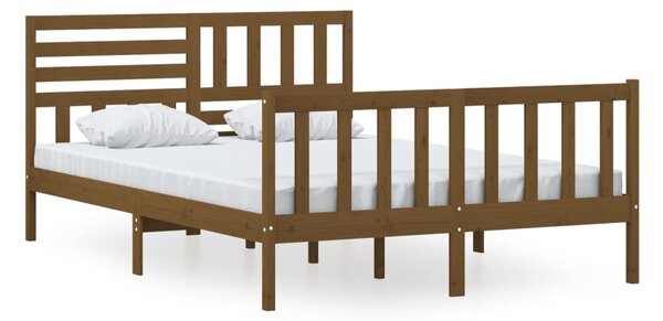 Cadru de pat, maro miere, 140x200 cm, lemn masiv