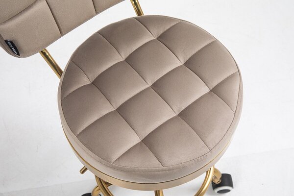 HR636 Scaun Latte Catifea cu Bază Aurie