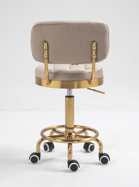 HR636 Scaun Latte Catifea cu Bază Aurie