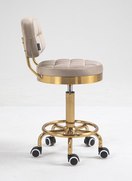 HR636 Scaun Latte Catifea cu Bază Aurie