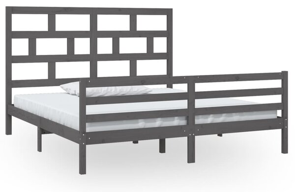 Cadru de pat Super King, gri, 180x200 cm, lemn masiv