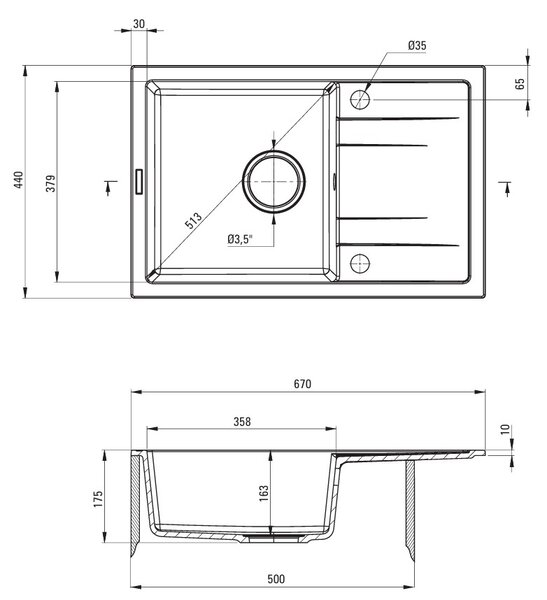 Deante Corio, chiuveta cu 1 compartiment granit 670x440x175 mm, grafit, DEA-ZRC_G113