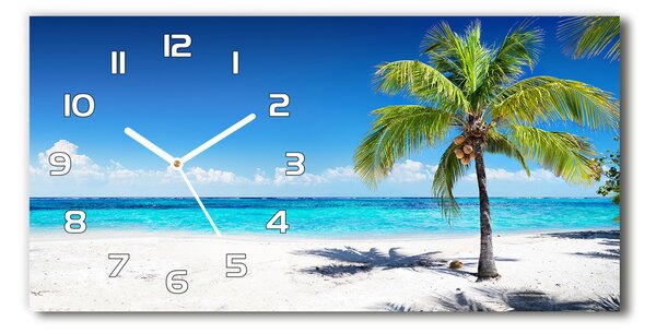 Ceas de perete orizontal din sticlă plaja tropicala