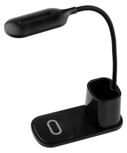 Lampa de birou LED flexibila, 30W, incarcator QI, buton tactil, 3 moduri iluminare, organizator pixuri