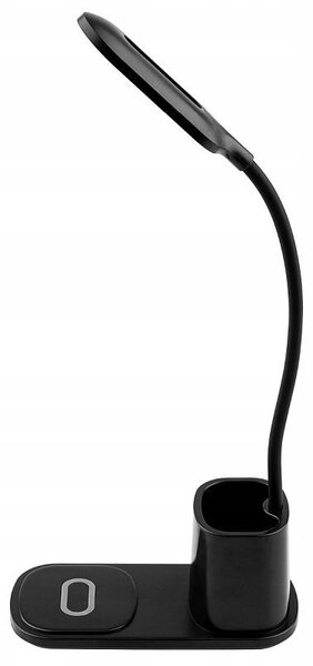 Lampa de birou LED flexibila, 30W, incarcator QI, buton tactil, 3 moduri iluminare, organizator pixuri