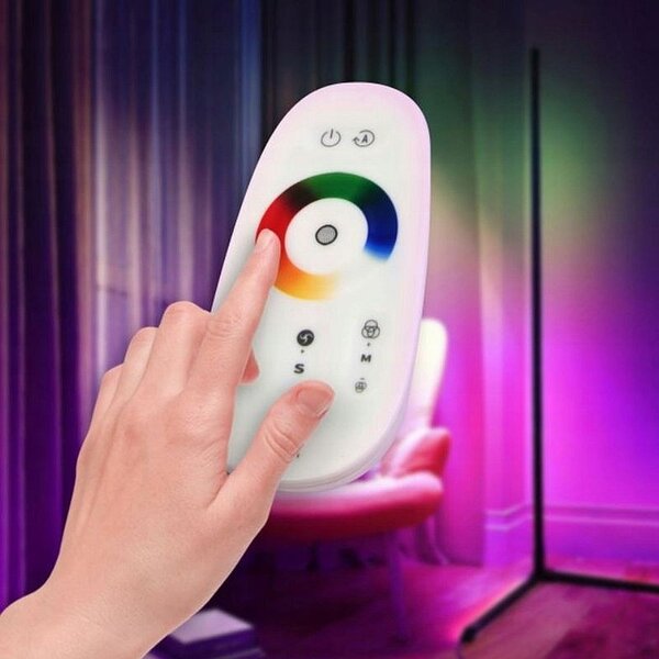 Lampa de podea LED RGB, 20W, cu telecomanda, control culori si luminozitate, cadru otel