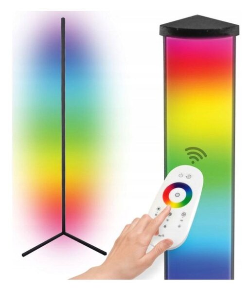 Lampa de podea LED RGB, 20W, cu telecomanda, control culori si luminozitate, cadru otel