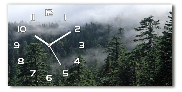 Ceas de perete modern din sticla ceață pădure