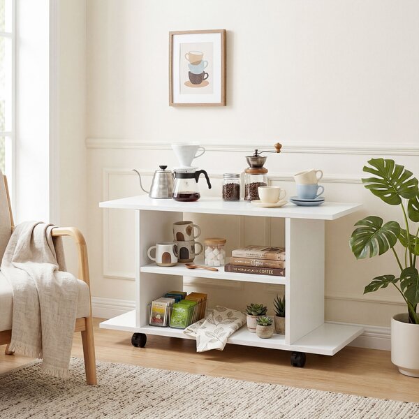 HOMCOM Mobilier unghiular cu roți și rafturi, până la 42", alb | Aosom Romania