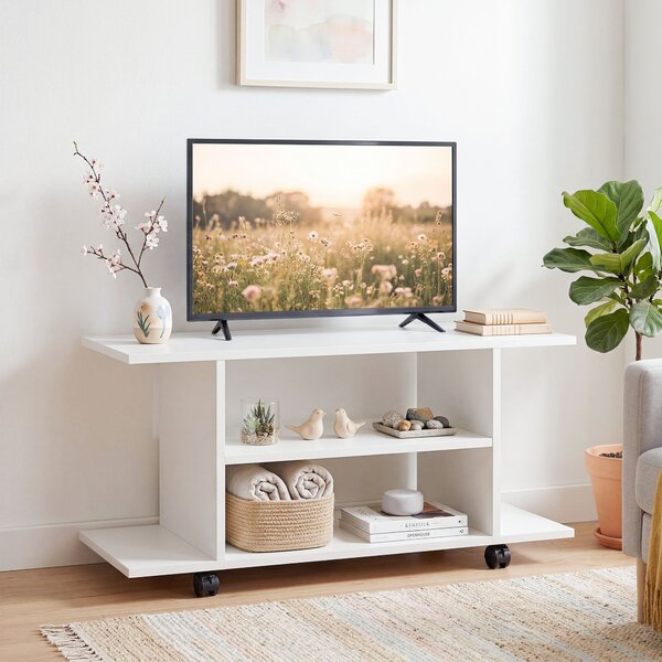 HOMCOM Mobilier unghiular cu roți și rafturi, până la 42", alb | Aosom Romania
