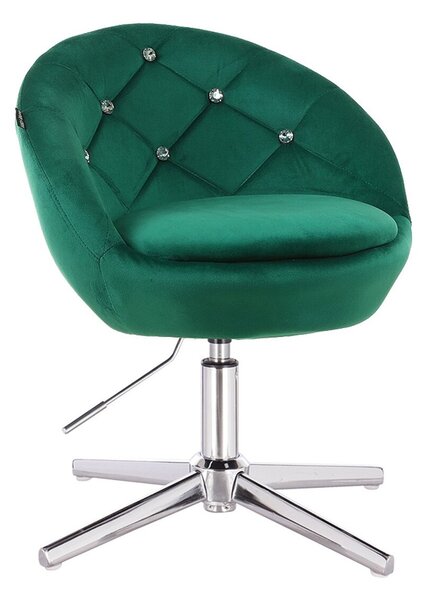 HR948CROSS Scaun Verde din Catifea cu Bază Cromata