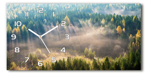Ceas de perete orizontal din sticlă Ceață în pădure