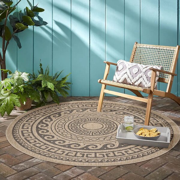 Covor de exterior negru/bej rotund ø 80 cm Comilla – Ayyildiz Carpets