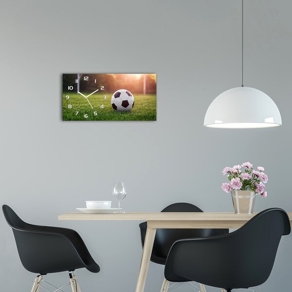 Ceas de perete orizontal din sticlă Fotbal