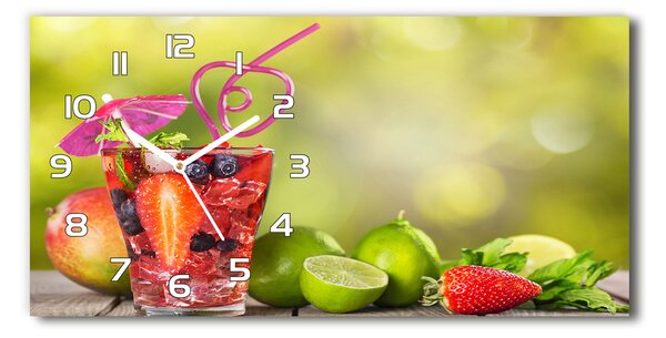 Ceas de perete orizontal din sticlă cocktail de fructe