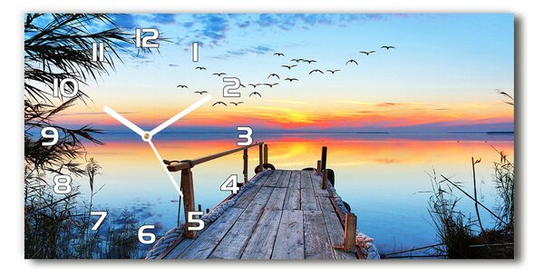 Ceas de perete modern din sticla Pier pe lac