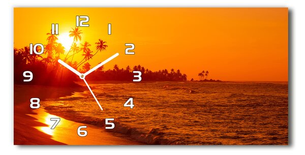 Ceas de perete orizontal din sticlă Sunset Beach