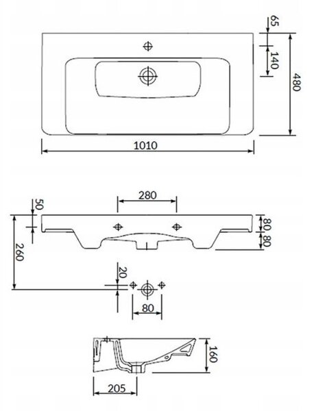 Cersanit Mille, set dulap suspendat si chiuveta 100cm, alb lucios, S801-330-DSM