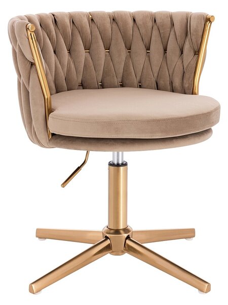 HR450CROSS Scaun Latte din Catifea cu Bază Aurie
