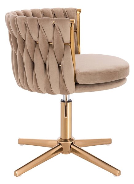 HR450CROSS Scaun Latte din Catifea cu Bază Aurie