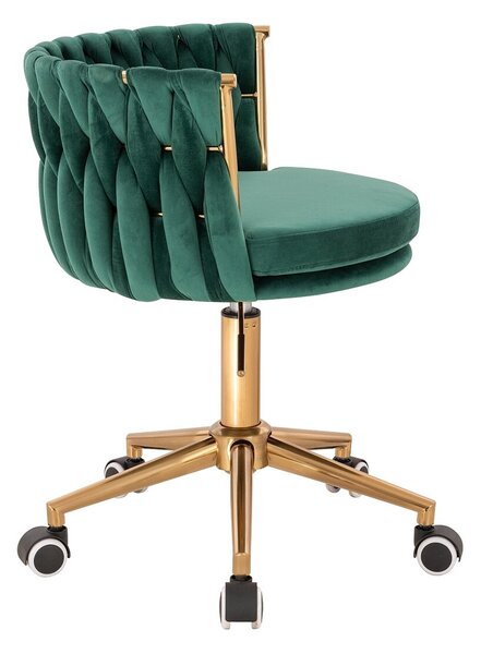 HR450K Scaun Verde din Catifea cu Bază Aurie
