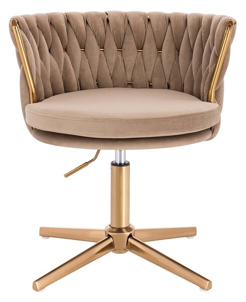 HR450CROSS Scaun Latte din Catifea cu Bază Aurie