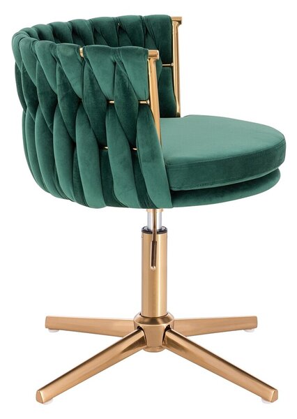 HR450CROSS Scaun Verde din Catifea cu Bază Aurie