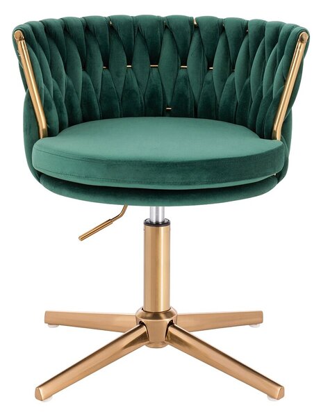 HR450CROSS Scaun Verde din Catifea cu Bază Aurie