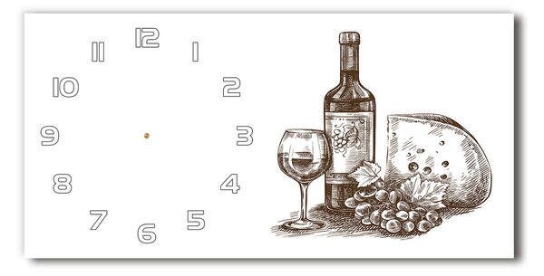 Ceas de perete orizontal din sticlă Vin și gustări