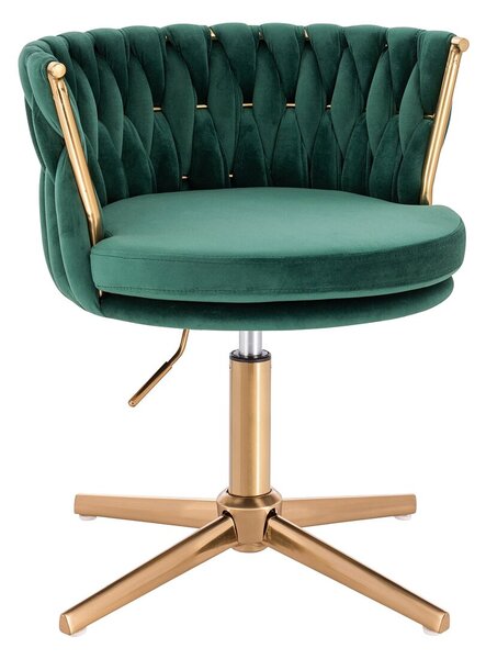 HR450CROSS Scaun Verde din Catifea cu Bază Aurie