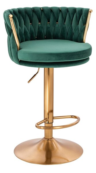 HR450W Scaun Verde din Catifea cu Bază Aurie